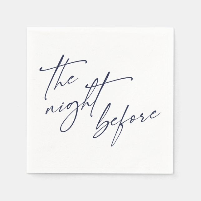 Custom "The Night Before" Navy Blue Typography Napkin (Front)