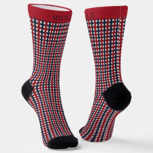 Custom The USA American Flag Red Blue Chequered Socks