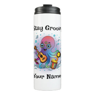 Custom Thermal Tumbler   Retro Octopus Name & Text