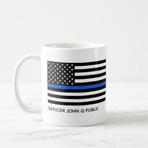 Custom Thin Blue Line American Flag Coffee Mug