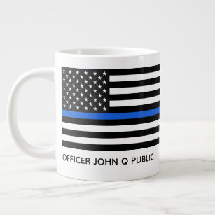 Custom Thin Blue Line American Flag Large Coffee Mug