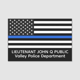 Custom Thin Blue Line American Flag Name Tag