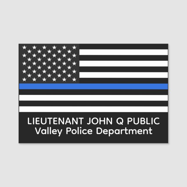 Custom Thin Blue Line American Flag Name Tag (Front)
