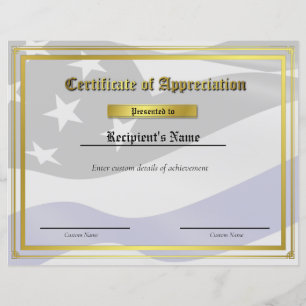 Custom Thin Blue Line Flag Certificate