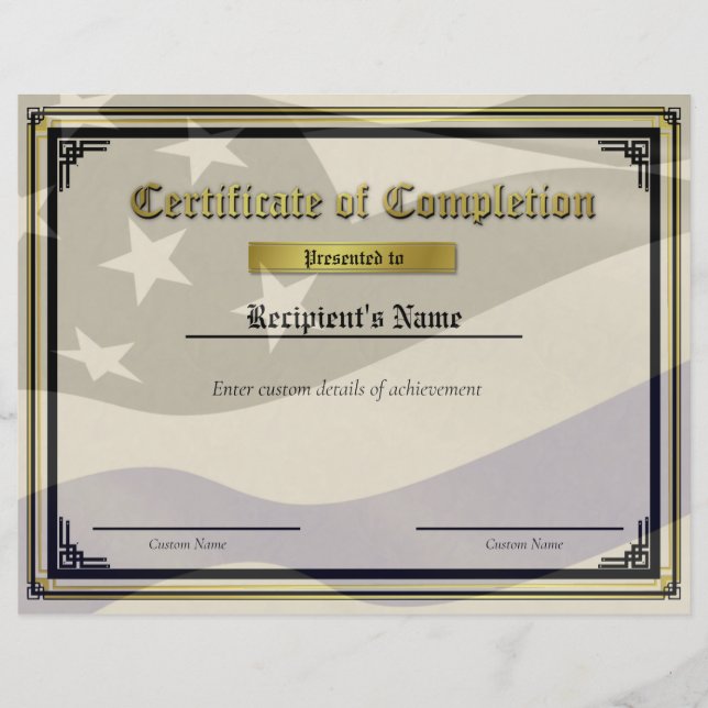 Custom Thin Blue Line Flag Certificate (Front)