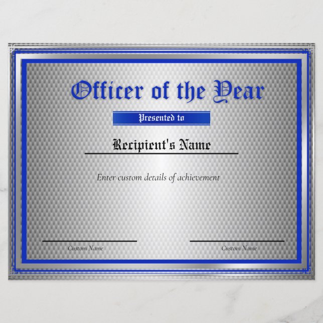 Custom Thin Blue Line Flag Certificate (Front)