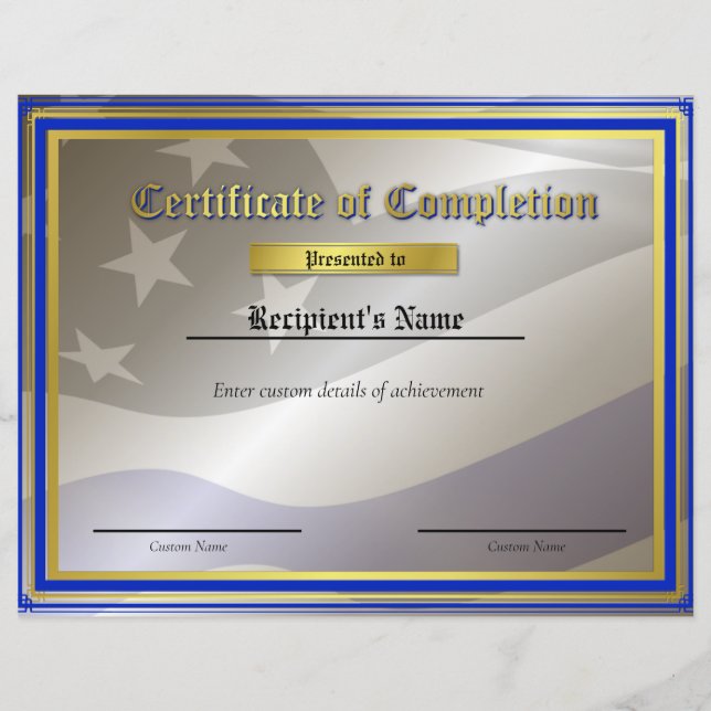 Custom Thin Blue Line Flag Certificate (Front)