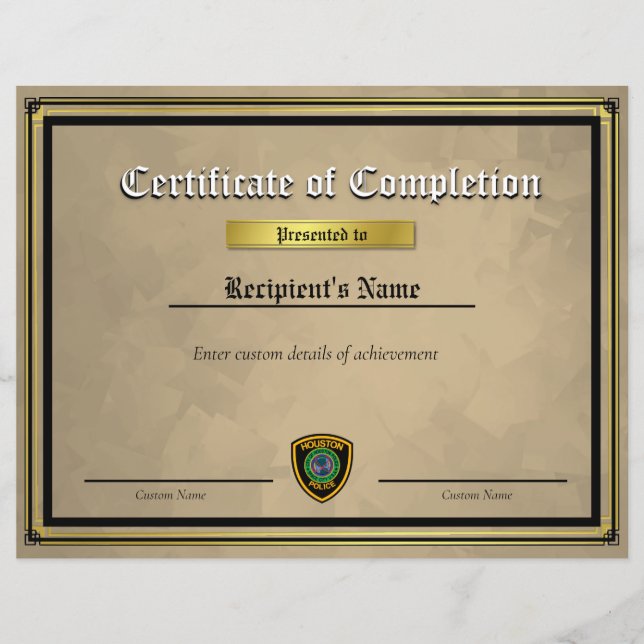 Custom Thin Blue Line Flag Certificate (Front)