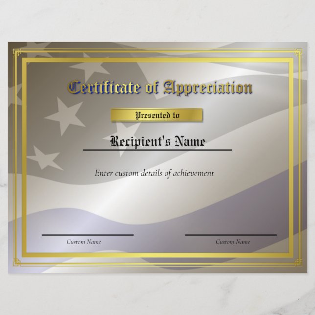 Custom Thin Blue Line Flag Certificate (Front)