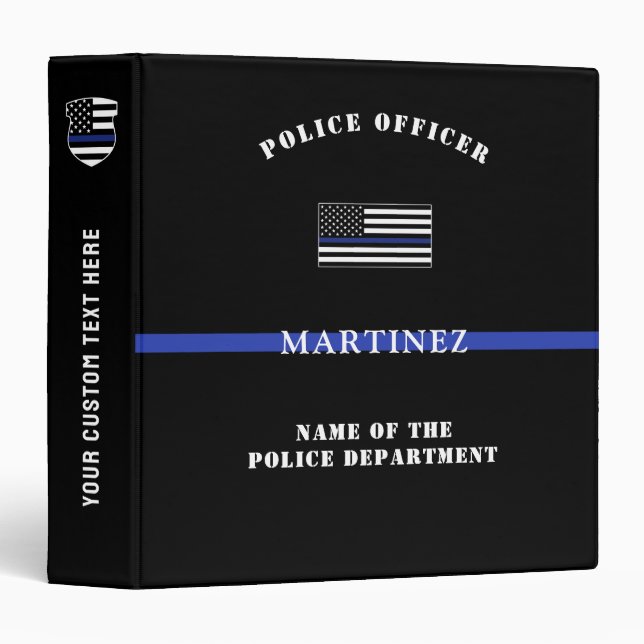 Custom Thin Blue Line Police Officer Appreciation Binder (Front/Spine)