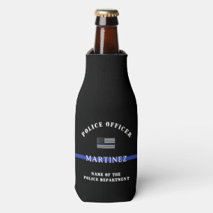 Custom Thin Blue Line Police Officer Appreciation Bottle Cooler