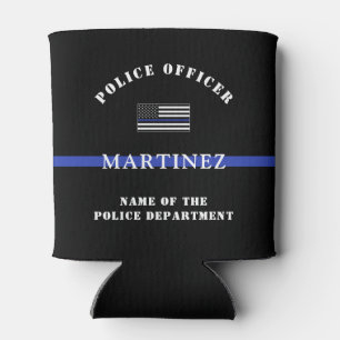 Custom Thin Blue Line Police Officer Appreciation Can Cooler