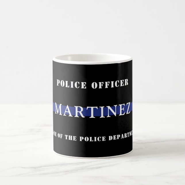 Custom Thin Blue Line Police Officer Appreciation Coffee Mug (Center)