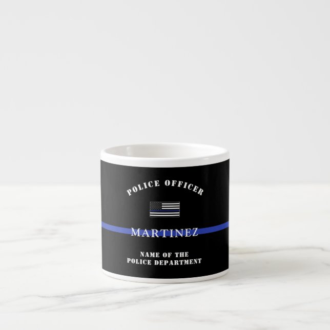 Custom Thin Blue Line Police Officer Appreciation Espresso Cup (Front)
