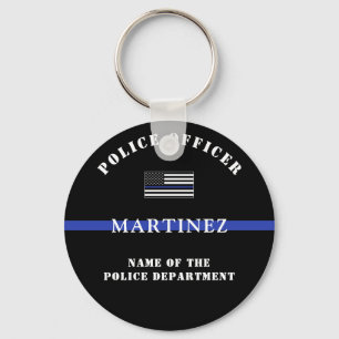 Custom Thin Blue Line Police Officer Appreciation Keychain