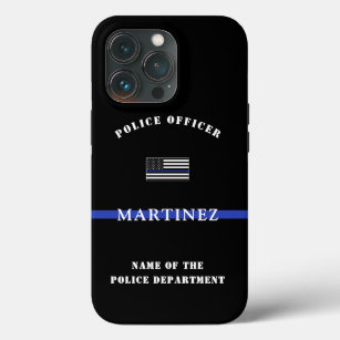 Custom Thin Blue Line Police Officer US Flag iPhone 13 Pro Case
