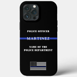 Custom Thin Blue Line Police Officer US Flag iPhone 13 Pro Max Case