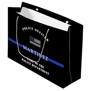Custom Thin Blue Line Police Officer US Flag Cop Large Gift Bag