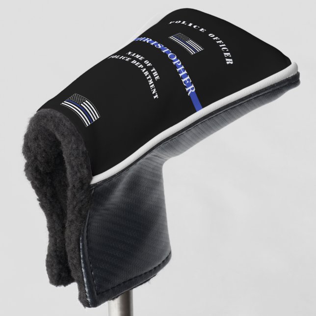 Custom Thin Blue Line Police Officer US Flag Golf Head Cover (3/4 Front)