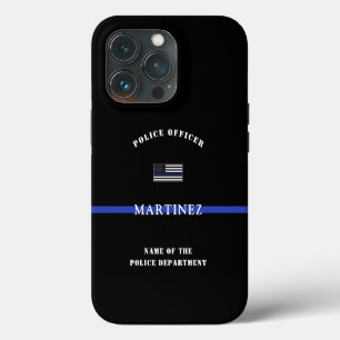 Custom Thin Blue Line Police Officer US Flag iPhone 13 Pro Case
