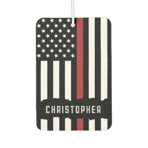 Custom Thin Red Line USA Flag Firefighter Air Freshener