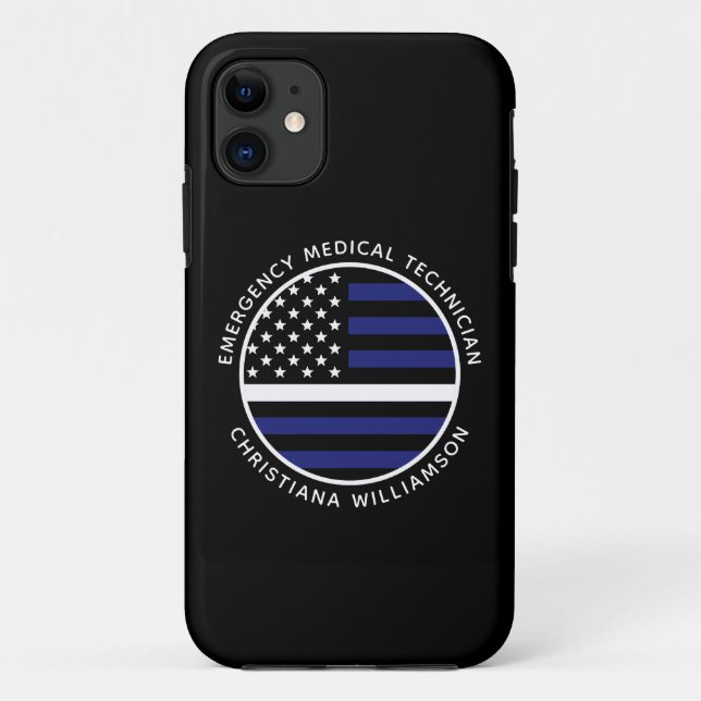 Custom Thin White Line USA Flag EMS EMT Case-Mate iPhone Case (Back)