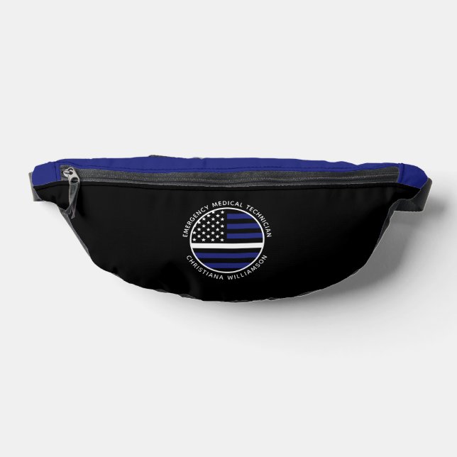 Custom Thin White Line USA Flag EMS EMT  Fanny Pack (Lay Down)