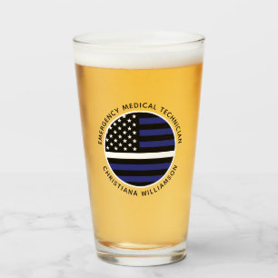 Custom Thin White Line USA Flag EMS EMT  Glass