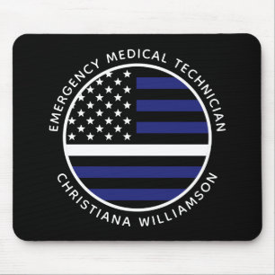 Custom Thin White Line USA Flag EMS EMT Mouse Pad