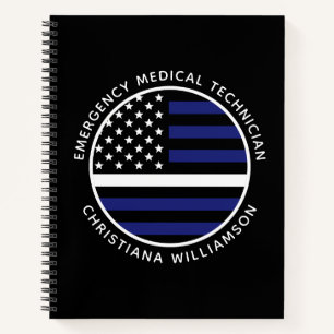 Custom Thin White Line USA Flag EMS EMT  Notebook