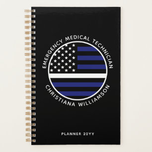 Custom Thin White Line USA Flag EMS EMT  Planner
