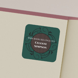 Custom This Book Belongs to Gothic Inspired Square Sticker