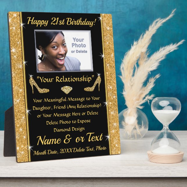 Custom, Thoughtful 21st Birthday Gifts for Her, Plaque (Side)