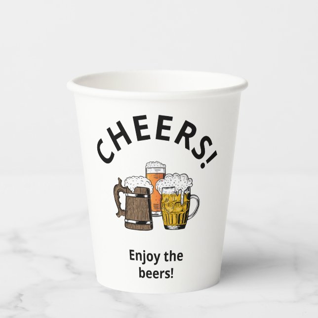 Custom Three Cheers Beers Paper Cups (Front)