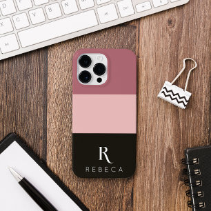 Custom Three Color Block Rose Gold Blush Black Case-Mate iPhone 14 Pro Max Case