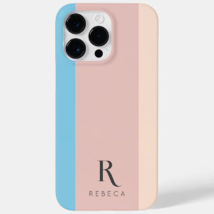 Custom Three Colour Block Rose Blush Pink Sky Blue Case-Mate iPhone 14 Pro Max Case