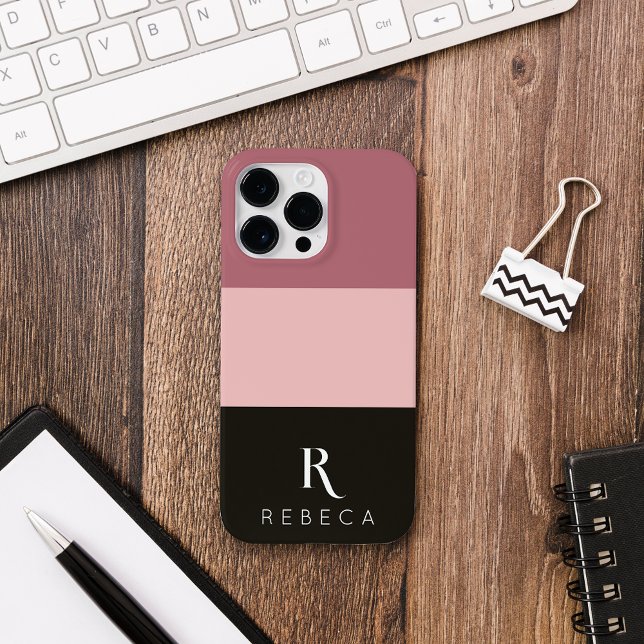 Custom Three Colour Block Rose Gold Blush Black iPhone Case (Creator Uploaded)