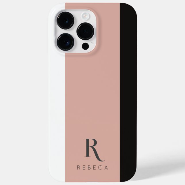 Custom Three Colour Block Rose Gold White Black  Case-Mate iPhone Case (Back)