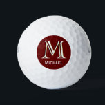 Custom Three-Layered Monogram with First Name Golf Balls<br><div class="desc">UNIQUE LAYERING OF THE MONOGRAM -- look closely and you will see three colours, which gives it the feeling of depth. Personalized additionally with the first name. Special idea for a gift or you might just enjoy for yourself! If you have any design questions or a special request, please send...</div>