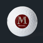 Custom Three-Layered Monogram with First Name Golf Balls<br><div class="desc">UNIQUE LAYERING OF THE MONOGRAM -- look closely and you will see three colours, which gives it the feeling of depth. Personalized additionally with the first name. Special idea for a gift or you might just enjoy for yourself! If you have any design questions or a special request, please send...</div>
