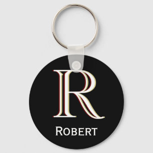 Custom Three-Layered Monogram with First Name   Keychain