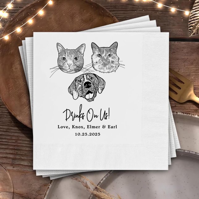 Custom Three Pet Cocktail Napkins Wedding (Creator Uploaded)