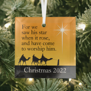 Custom Three Wise Men Star of Bethlehem Christmas  Glass Ornament