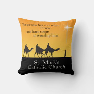 Custom Three Wise Men Star of Bethlehem Christmas Throw Pillow