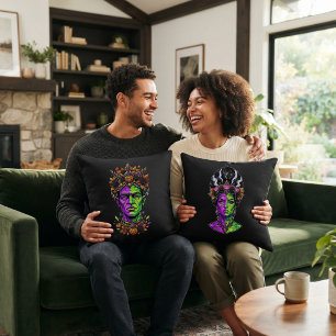 Custom Throw Pillow Neon Frankenstein Halloween