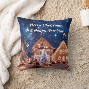 Custom Throw Pillow With Outdoor Christmas Scene