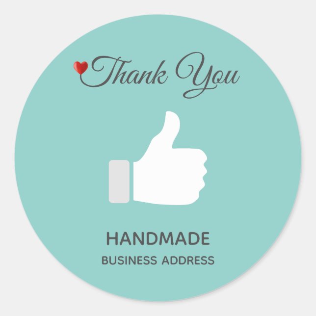 Custom Thumbs Up Image on Light Blue Classic Round Sticker (Front)