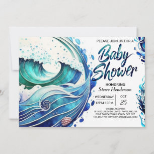 Custom Tidal Waves Baby Shower Invitation