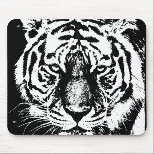 Custom Tiger Head Black And White Pop Art Template Mouse Pad