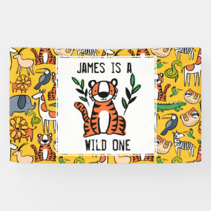 Custom Tiger Wild One First Birthday Party Banner